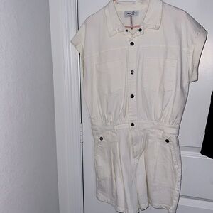 NEW! UNUSED! White denim short romper